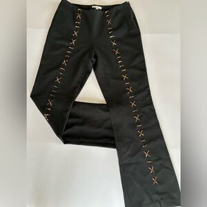 Alberto Makali Black Flared Laced-Front Pants - Size10